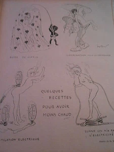 Caricature 1901 Quelques recettes pour avoir moins chaud femme nue De Meunier - Picture 1 of 1