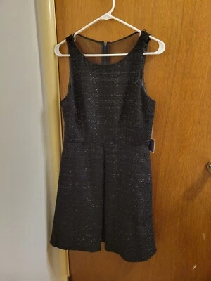 Vestido Jennifer Lopez Talla 8 Negro Brillante Sin Mangas Nuevo con Etiquetas Poliéster Semi Formal Foto 1 de 4