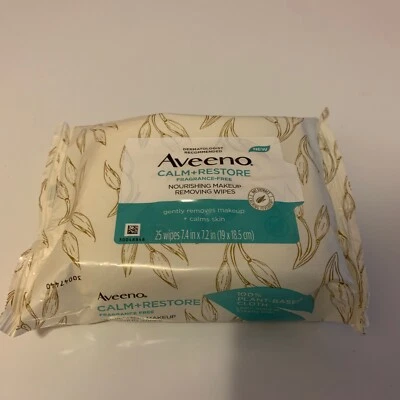 Aveeno Calm + Restaurar Toallitas Faciales Desmaquillantes Nutritivas 25 Toallitas Cada una Foto 1 de 2