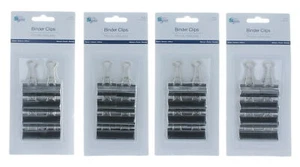 32 Black 1" Binder Clips Metal Stationary Accessory Home School Office Supplies - Picture 1 of 4