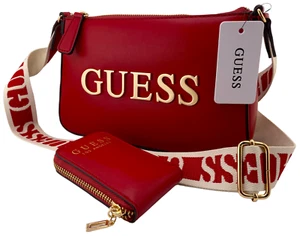 GUESS CARACARA LOGO CROSSBODY SHOULDER BAG HANDBAG Red • AUTHENTIC New BNWT - Picture 1 of 22