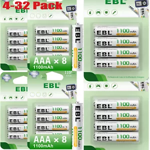 EBL 1.2V Rechargeable AAA Batteries 1100mAh Ni-MH Triple A Battery Toys RC LOT - Picture 1 of 18