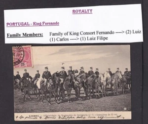 KING CARLOS of Portugal on horseback postcard PU 1909 - Imagen 1 de 2
