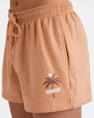 VOLCOM Just Chill Fleece Shorts Sz XL Orange Palm Tree Graphic Logo Cotton Blend - Image 1 of 4