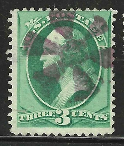 Billete de Washington de 3 centavos púrpura radial elegante cancelado 1871-1883 EE. UU. 50B13 - Imagen 1 de 2