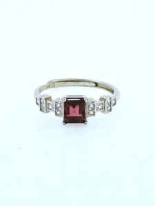 Rosso Spinello 1.59ct. & Zirconi Anello - 925 Argento UK L 1/2 - US 6.25 - Foto 1 di 5
