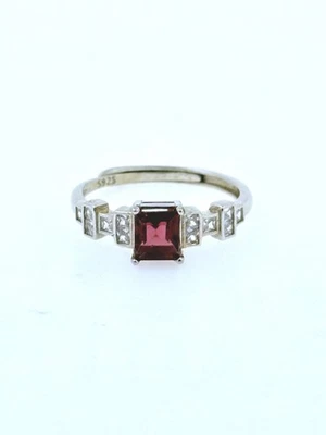 Roter Spinell 1.59ct. & Zirkonia Ring - 925 Silber UK L 1/2 - US 6.25 Zertifikat - Bild 1 von 4