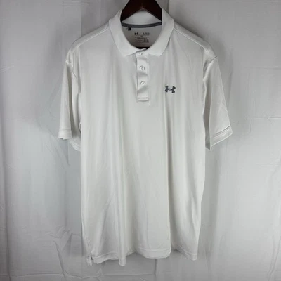 Under Armour Loose Short Sleeve HeatGear White Performance Golf Polo XL - Image 1 of 4