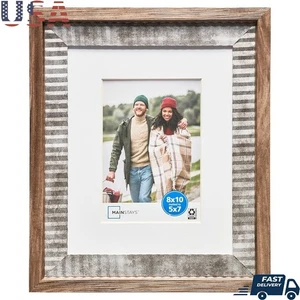 Rustic Farmhouse Picture Frame 8x10 W/ 5x7 Mat Wall Tabletop Display Decor New - Picture 1 of 7