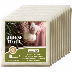 Cheese Cloths 10-Pcs Cheesecloth Unbleached Reusable Muslin Straining Pastill... - Picture 1 of 6