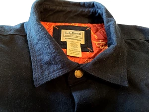 LLBean Herren Shacket Navy Blau Flanell mit gestepptem Logofutter, Druckknopfverschluss SM Reg - Bild 1 von 14