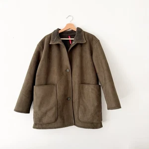 NEU SPANX Wendejacke Wildleder & Fleece Medium olivgrün Sherpa Neu mit Etikett - Bild 1 von 5