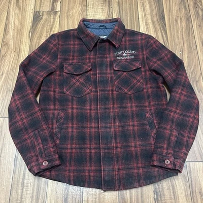 Винтажная шерстяная фланелевая куртка West Coast Choppers красная черная клетчатая мужская большого размера - Изображение 1 из 4