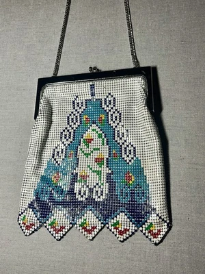 Antique Whiting Davis Art Nouveau Mesh Evening Purse Flapper Girl Chainmail - Image 1 of 4