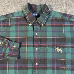 Vintage Polo Ralph Lauren Shirt Mens M Blake Scottie Terrier Dog Tartan Plaid - Picture 1 of 9