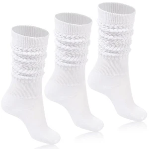 Women Slouch Socks 3 Pairs Extra Long Cotton Knit Knee High Thick Scrunch Soc... - Picture 1 of 7