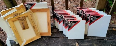 21 Fredrix Grumbacher Stretched Artist Canvases Various Sizes Wood Frames - Image 1 of 4