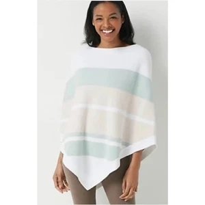 NEW Barefoot Dreams CozyChic Ultra Lite Ocean Breeze Poncho Pink Multi Stripe - Picture 1 of 5