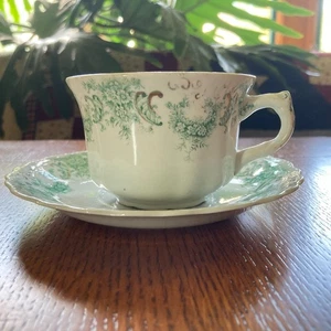Teetasse Untertasse 6oz New Wharf Pottery Nelson Green England Halbporzellan gemarkt - Bild 1 von 9