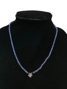 14K Tansanit facettierte Perlen Halskette Kristall Anhänger lila 16" STS signiert - Bild 1 von 5