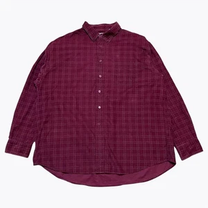 Covington Corduroy Flannel Shirt XL Burgundy Red Plaid Grid Oversized Relaxed - Picture 1 of 9