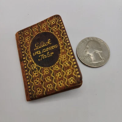 Miniature Happy New Year Pocket Calendar Tooled Leather Antique 1926 Book 2"x1.5 - Image 1 of 4