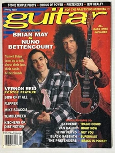 VTG Guitar Magazine April 1993 Brian May Nuno Bettencourt w/Centerfold - Imagen 1 de 4
