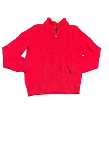 Lands End M Red Cable Knit Half-Zip Sweater - Picture 1 of 12