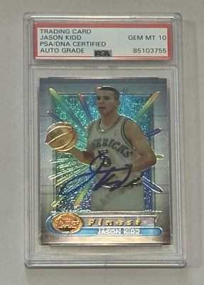 Jason Kidd Autograph Signed 1995 Topps Finest - PSA 10 Auto - Image 1 of 2
