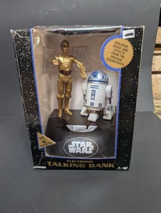 🔥 STAR WARS 1996 VINTAGE ELECTRONIC C3-PO R2-D2 TALKING COIN BANK NIB READ - Picture 1 of 10