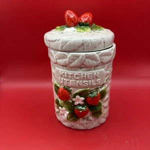 VTG 1981 Sears and Roebuck Strawberry Kitchen Utensil Holder Japan Vase Planter - Picture 1 of 10