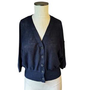 Banana Republic (2024) adrette Damen-Cardigan Teia Leinen marineblau Knopfleiste Gr. XS - Bild 1 von 8