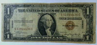 $1 1935 A  HAWAII Emergency Issue Federal Reserve S51844436C - Image 1 of 4