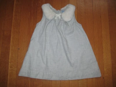 Baby Gap Toddler Girl Gray Sleeveless Faux Fur Collar Dress 18-24M Holiday Party - Image 1 of 4