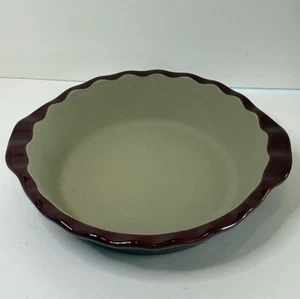 Pampered Chef Cranberry Pie Plate Stoneware Scalloped 1114 9in Stone Stoneware - Picture 1 of 4