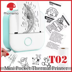Mini Pocket Thermal Printer Bluetooth Wireless Photo Notes Inkless Sticker Paper - Picture 1 of 21