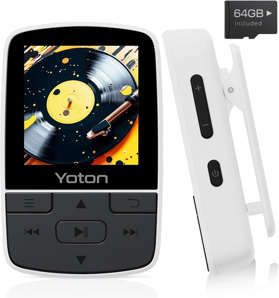 YOTON Lettore Musicale Bluetooth 64GB, Mini MP3 Sportivo Portatile con Clip, Suo - Immagine 1 di 4