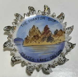 Vintage Phantom Schiff Krater See, oder Miniatur überbacken 2,5 in Platte Medaillon - Bild 1 von 3