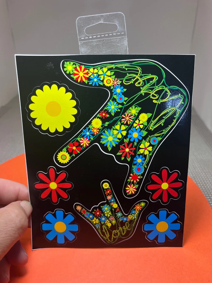 PEGATINAS-PAZ Y AMOR-FLOR POWER-LOTE DE 2 Foto 1 de 1