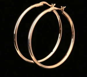 Extra  Large 18k Layered Real Gold Filled Rose gold Hoop earring 50mm - Picture 1 of 4