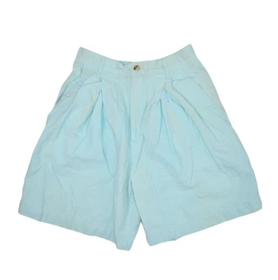Vintage Shorts Womens M Light Blue Pleated Wide Relaxed Fit High Waist Energie - Image 1 of 4