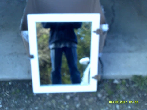 Vtg Mirrored Medicine Cabinet Door White Wood, Shabby, Latch & Hindes Cover