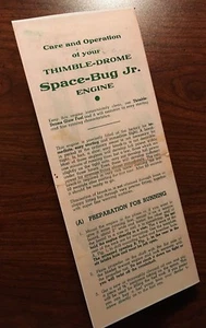 COX THIMBLE DROME .049 SPACE BUG JR ENGINE INSTRUCTION MANUAL 049 - Picture 1 of 1