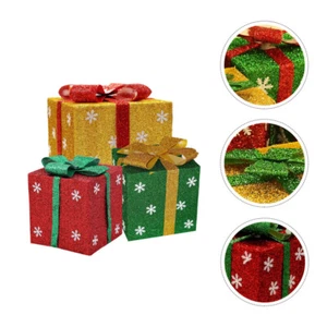 3Pcs Christmas Decorations Snowflake Gift Box Ornament Scene Layout Gift Boxes - Picture 1 of 12
