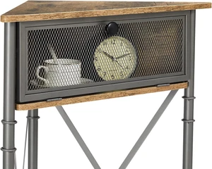 Corner Table/Cabinet with Flip Door and Storage Shelves, Free-Standing Organi... - Picture 1 of 7