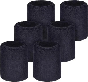 6 Pack Wrist Sweatbands Tennis Wrist Bands Absorbent Sweatbands for Football Bas - Picture 1 of 9