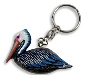 Hand Painted Pelican Bird Key Chain Keyring 756L - Picture 1 of 1