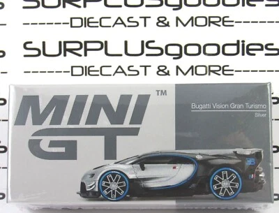 2022 Mini-GT Overseas Box Edition Silver BUGATTI VISION GRAN TURISMO #MGT00369-L - Image 1 of 4