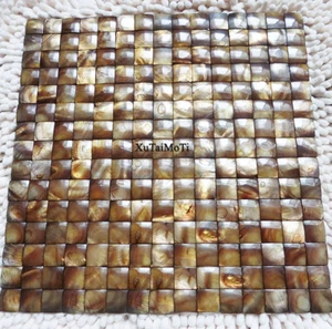 Brown shell mosaic kitchen backsplash bathroom background mother of peal tile - Picture 1 of 6