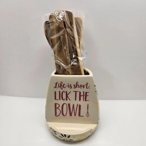 Temp-tations by Tara Classic "Life is Short Lick the Bowl" Utensil/Tablet Holder - Picture 1 of 11